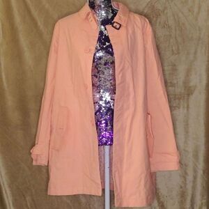 Gap Women's Size Large Coral Orange 100% Cotton Longline Jacket Coat Gorpcore